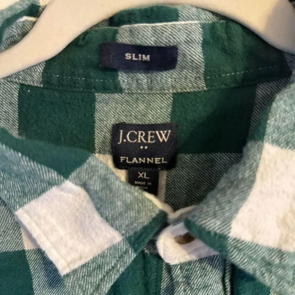 Jcrew Men's Green and White Shirt